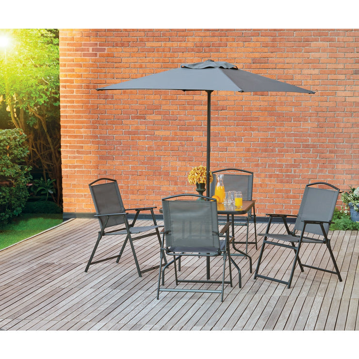 Image of Outdoor Expressions 6-Piece Sling Dining Set with Umbrella