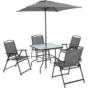 Image of Outdoor Expressions 6-Piece Sling Dining Set with Umbrella