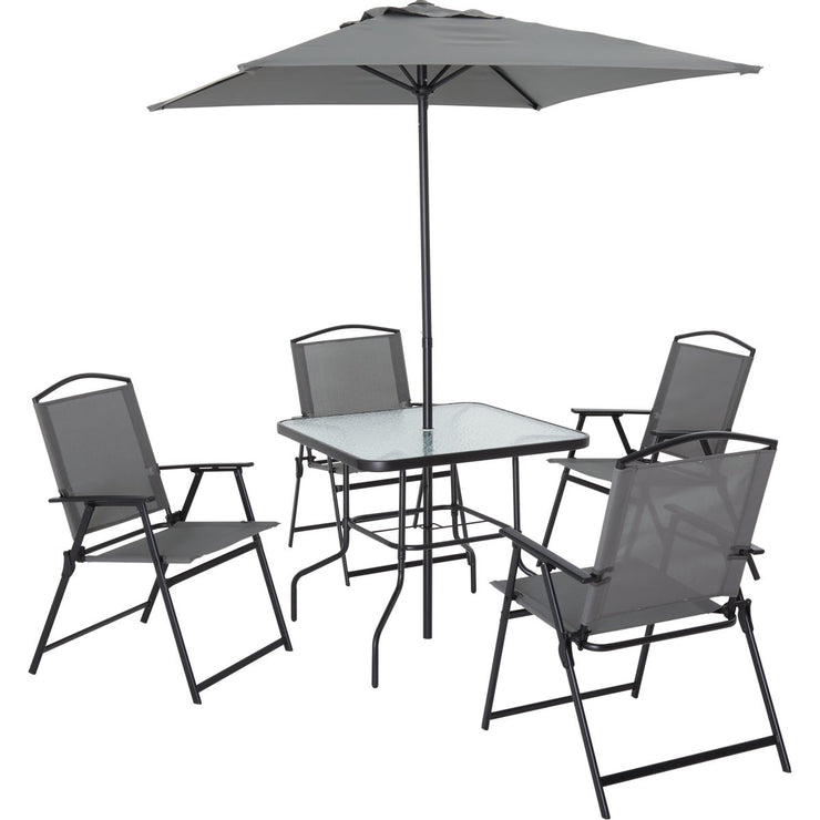Image of Outdoor Expressions 6-Piece Sling Dining Set with Umbrella