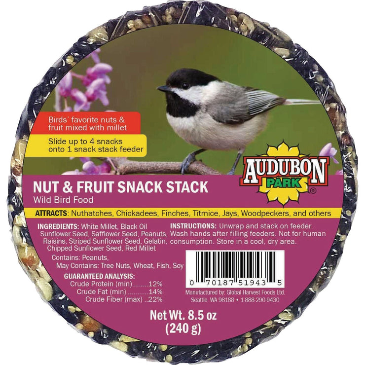 Image of Audubon Park Snack Stack 8.5 Oz. Nut & Fruit Bird Seed Cake