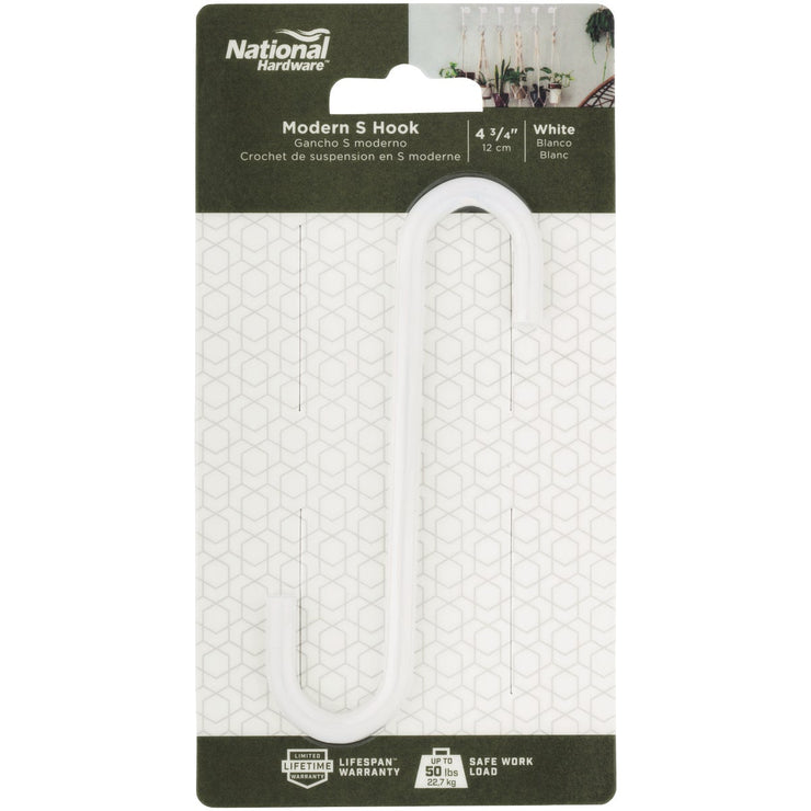 Image of National 2648 4-3/4 In. White Steel Modern Small S-Hook Plant Hanger