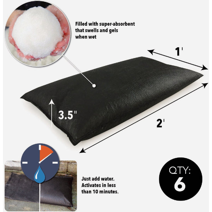 Image of Quick Dam 12 In. x 24 In. Flood Bag (6-Pack)