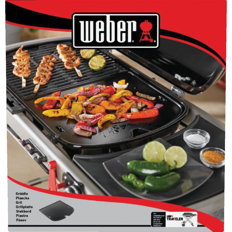 Image of Weber Traveler 12.6 In. W. x 13.5 In. L. Porcelain Enamel Cast Iron Grill Griddle