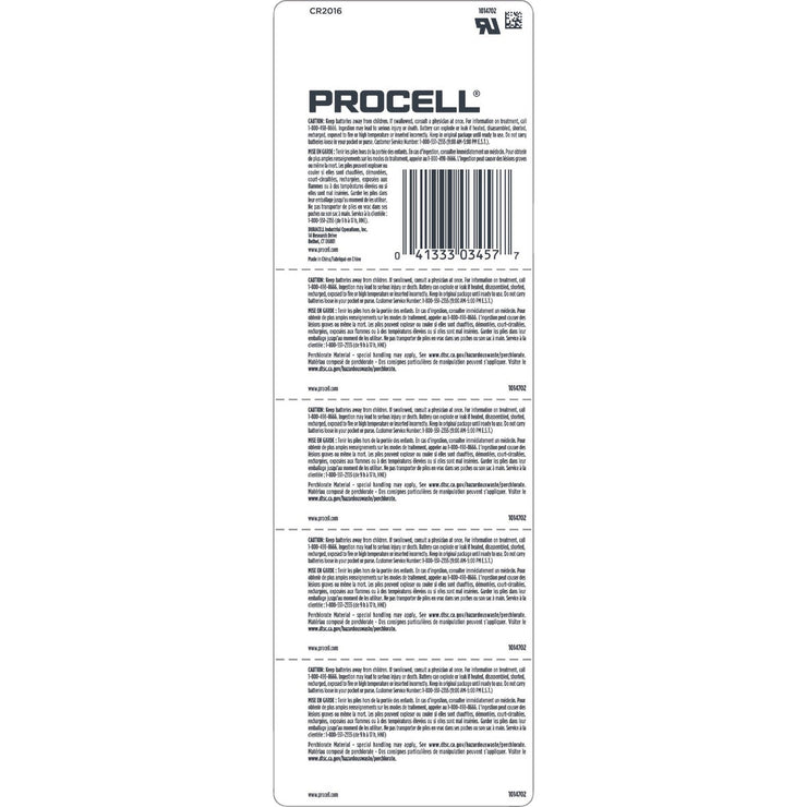 Image of Procell 2016 Lithium 3.0V Coin Cell Battery (5-Pack)
