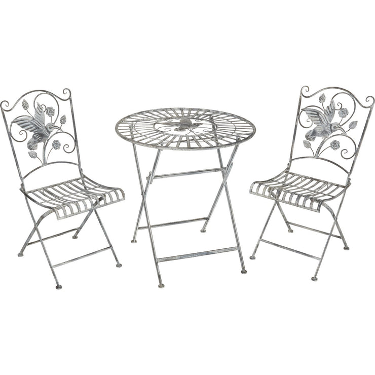 Image of Alpine 3-Piece Hummingbird Foldable Floral Bistro Set