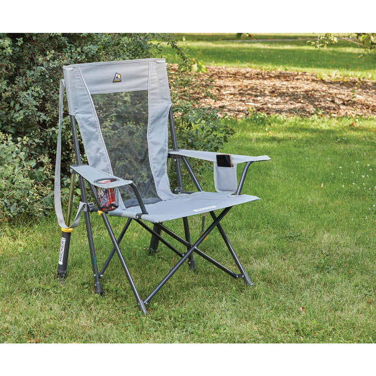 Image of GCI Outdoor Comfort Pro Mercury Gray PVC-Backed Polyester Steel Powder-Coated Folding Rocker