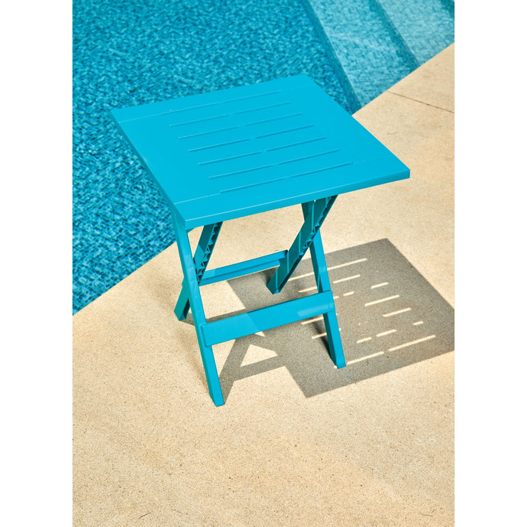 Image of Gracious Living Quick-Fold 17 In. Square Intense Teal Folding Side Table