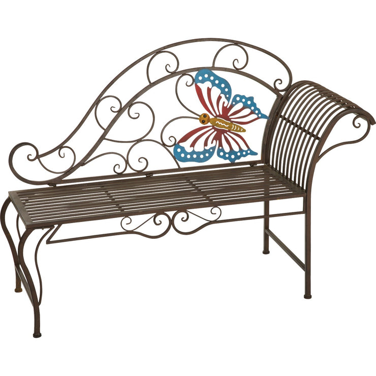 Image of Alpine 56 In. L. Metal Butterfly Garden Chaise Lounge