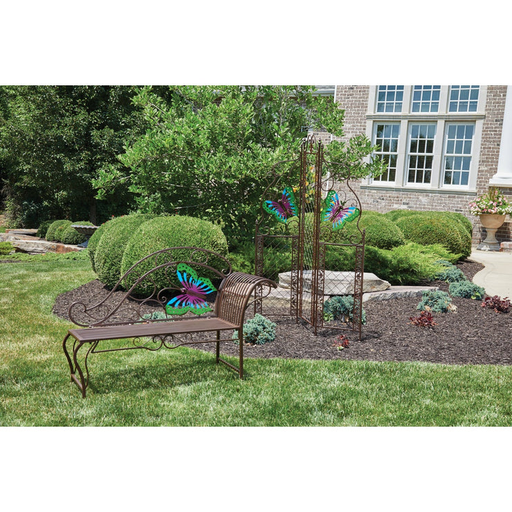 Image of Alpine 56 In. L. Metal Butterfly Garden Chaise Lounge