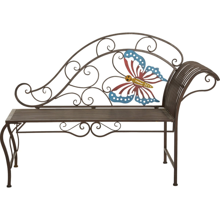 Image of Alpine 56 In. L. Metal Butterfly Garden Chaise Lounge