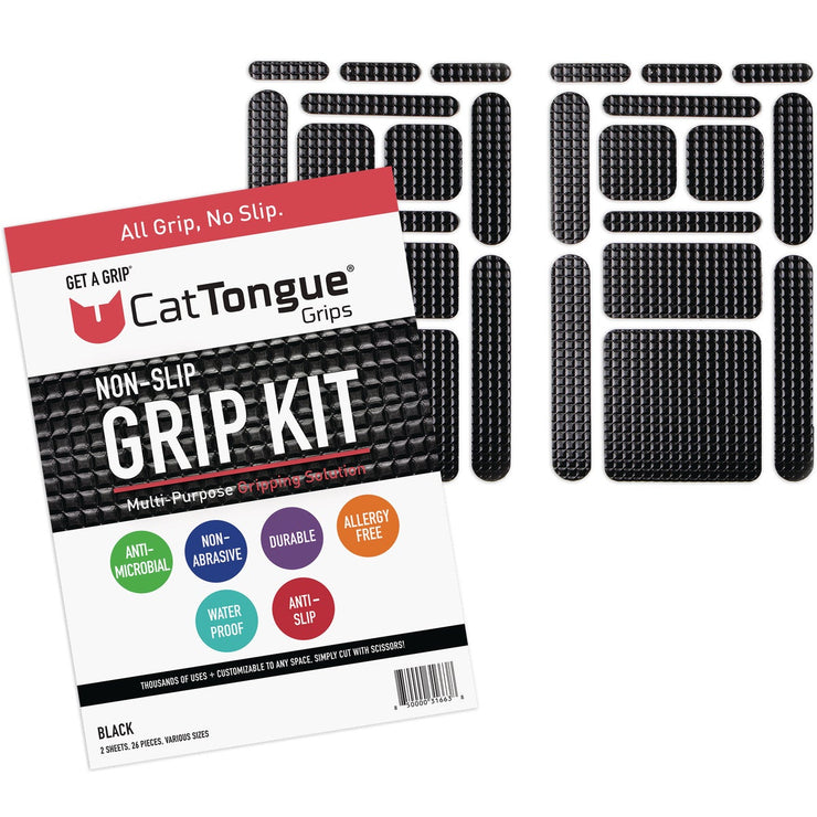 Image of CatTongue Grips Gription Black Non-Abrasive Anti-Slip Kit (26-Piece)