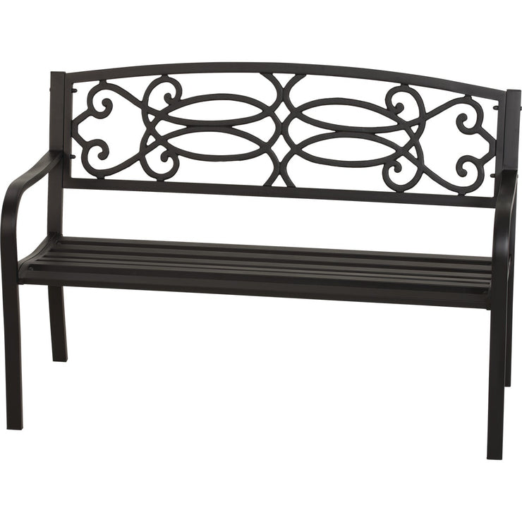 Image of Outdoor Expressions Kensington 50 In. L. Black Steel Bench