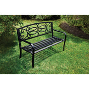 Image of Outdoor Expressions Kensington 50 In. L. Black Steel Bench