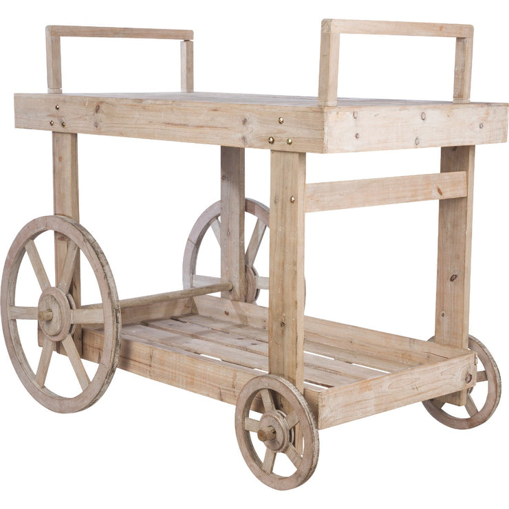 Image of Alpine 26 In. W. x 37 In. H. x 44 In. L. Wooden Wheeled Planter Cart 