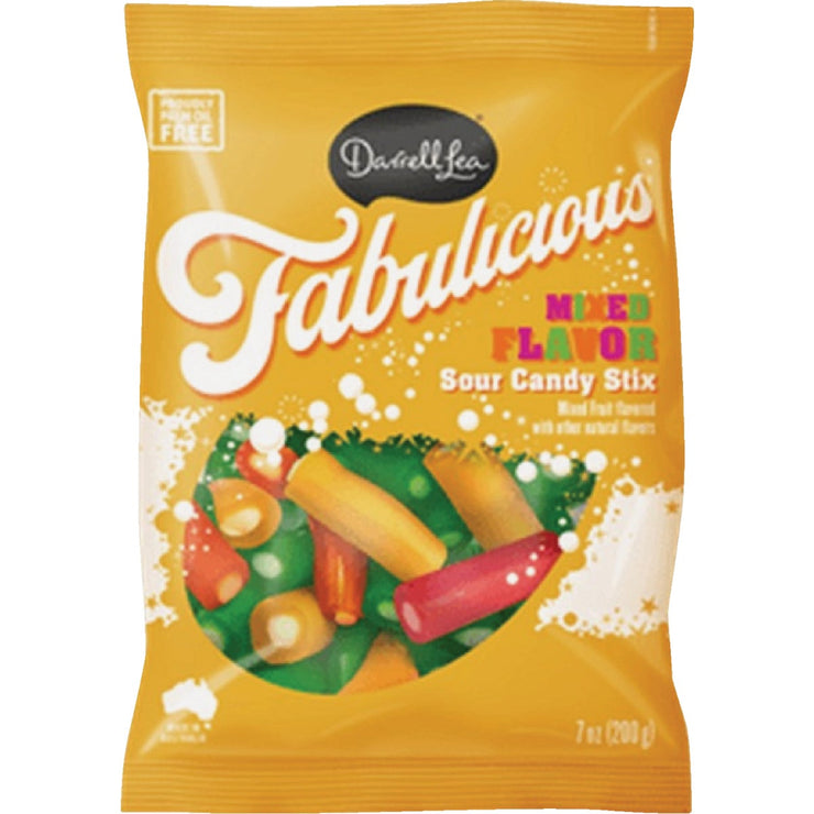 Image of Darrell Lea Fabulicious 7 Oz. Sour Mixed Flavor Stix