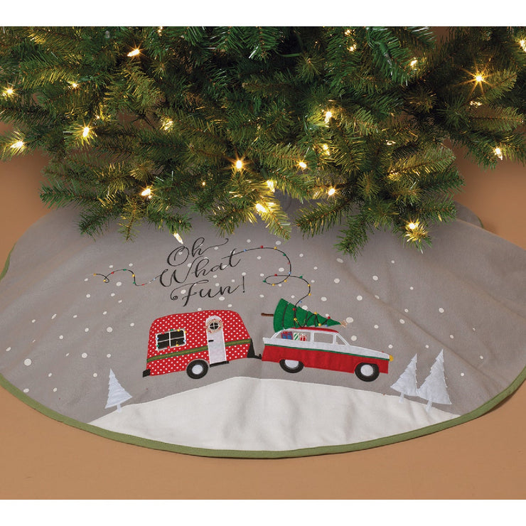 Image of Gerson 48 In. Polyester Oh What Fun Christmas Tree Skirt