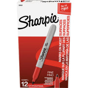 Image of Sharpie Red Fine Point Permanent Marker (12-Pack)