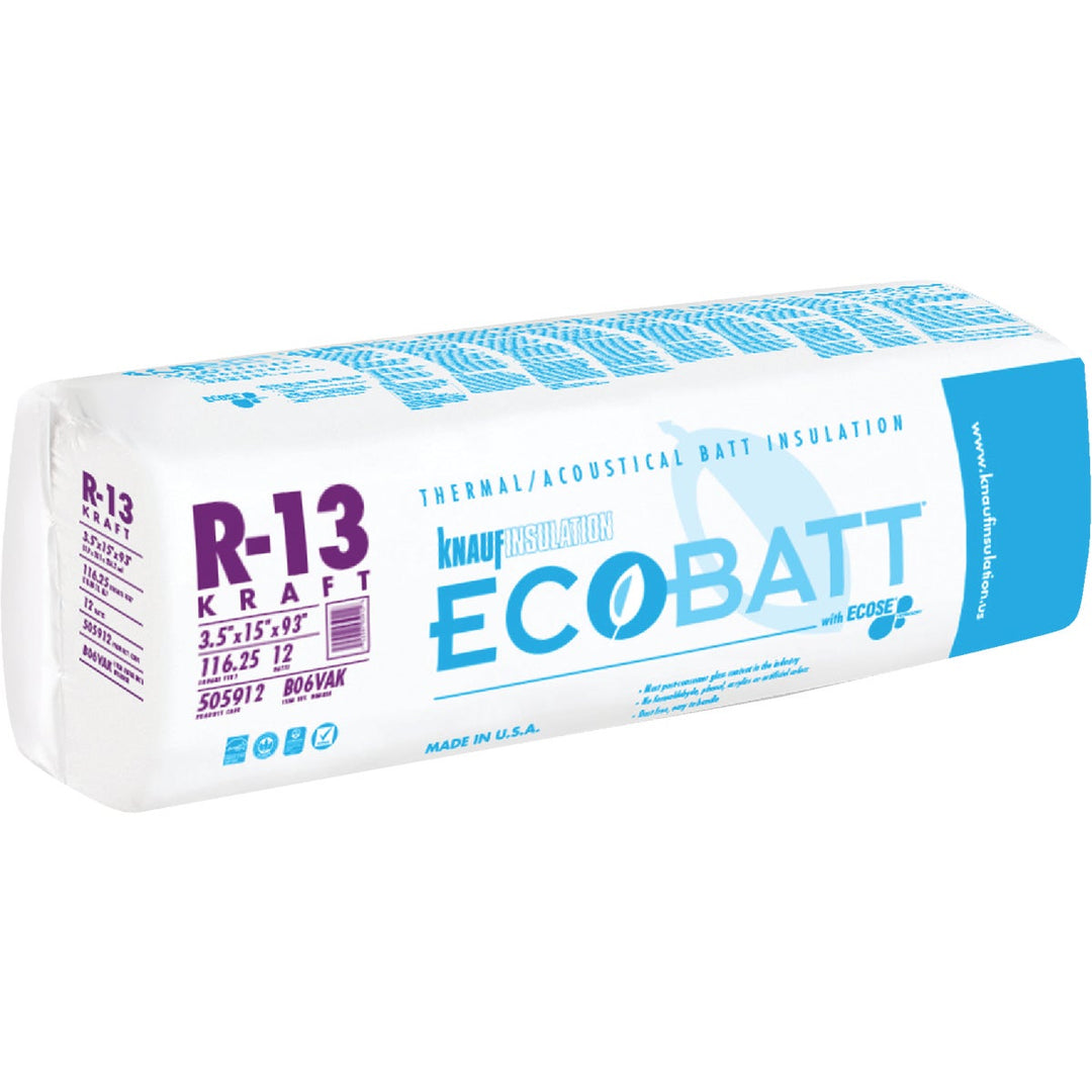 Knauf R-13 15 In. x 93 In. Kraft Faced Batt Fiberglass Insulation