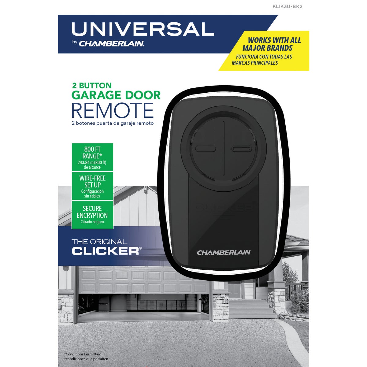 Clicker Remote Chamberlain Chamberlain Original Clicker 2-Button Black Universal Garage Door Remo ...