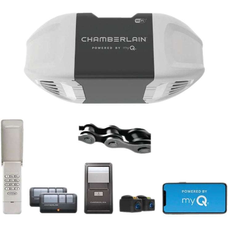 Chamberlain C2405 1/2 HP Smartphone-Controlled Durable Chain Drive Garage Door Opener with WiFi and MED Lifting Power