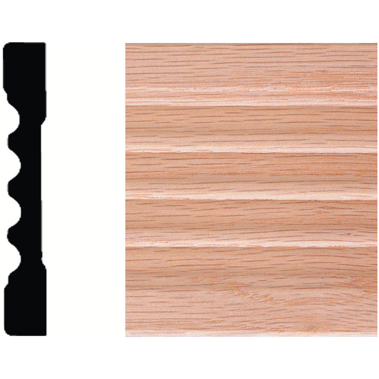 House of Fara 7/16 In. W. x 3 In. H. x 7 Ft. L. Natural Solid Oak Fluted Wood Casing
