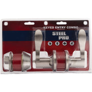 Steel Pro Brushed Nickel Single Cylinder Deadbolt and Lever Combo