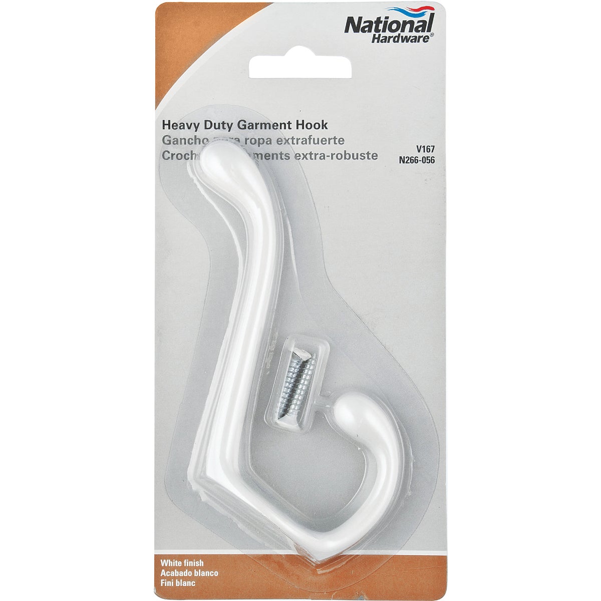 National, N266-049, Heavy Duty White Coat & Hat Hook