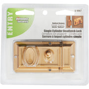 Defender Security Brass 3-Way Night Latch with Locking Single Cylinder