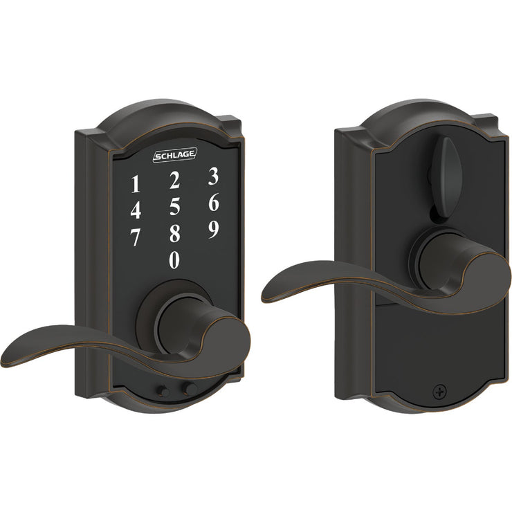 Schlage Camelot Aged Bronze Lever Touch Electronic Entry Lock