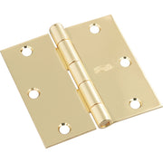 National 3-1/2 In. Square Polished Brass Door Hinge (3-Pack)