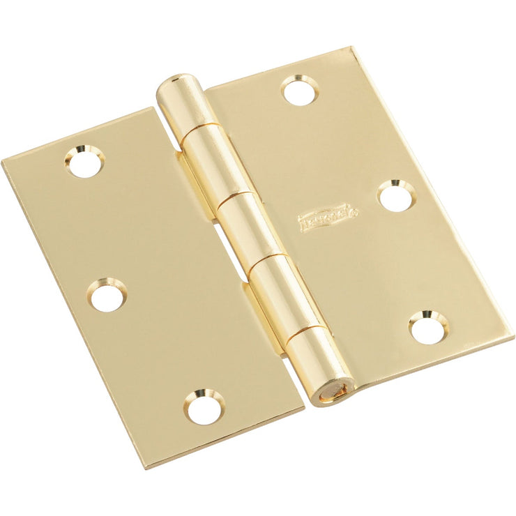 National 3-1/2 In. Square Polished Brass Door Hinge (3-Pack)