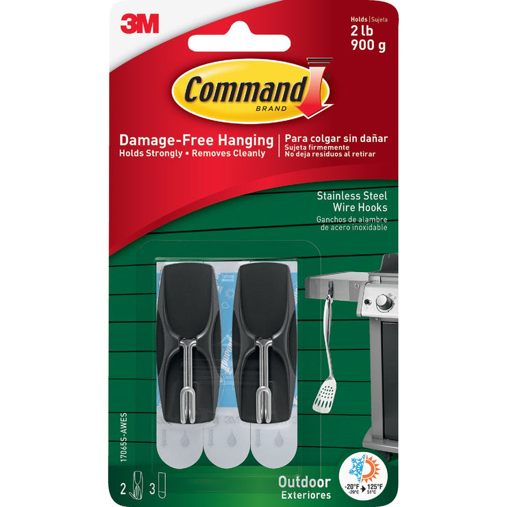 3M Command Stainless Steel Outdoor Wire Hook (2-Pack)