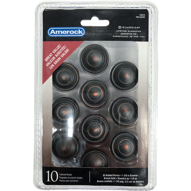 Amerock Inspirations Oil Rubbed Bronze 1-5/16 In. Cabinet Knob, (10-Pack)