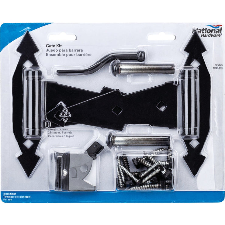 National Gate Hinge and Latch Hardware Kit, Black