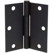 National Hardware Squeak Guard 3-1/2 In. Matte Black Hinge with Square Corner (3-Count)