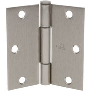 National Hardware Squeak Guard 3-1/2 In. Satin Nickel Hinge with Square Corner (3-Count)