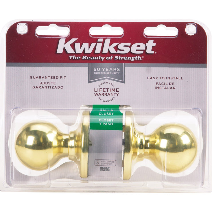 Kwikset Polo Polished Brass Hall & Closet Door Knob