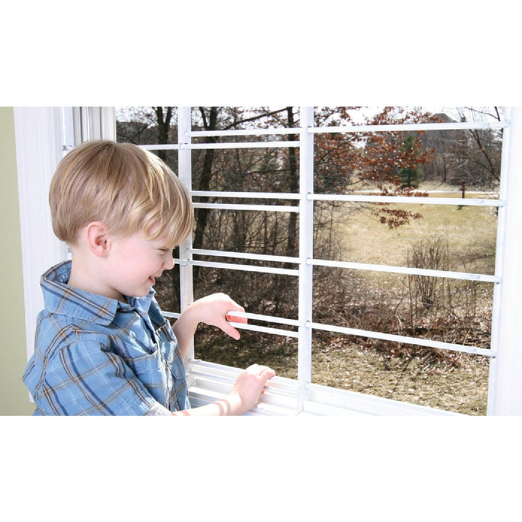 John Sterling Corp Hinged White Enamel 4-Bar Child Safety & Window Security Guard