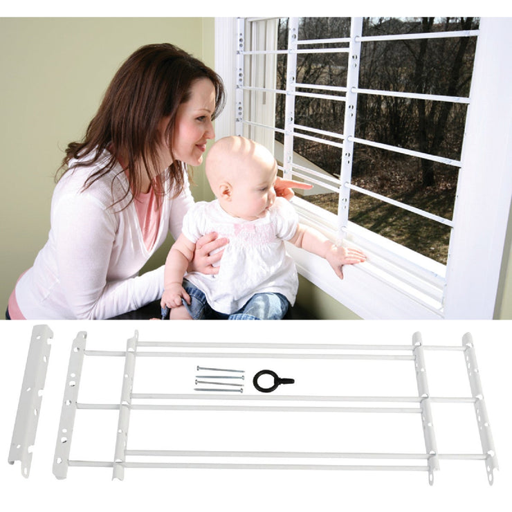 John Sterling Corp Hinged White Enamel 3-Bar Child Safety & Window Security Guard