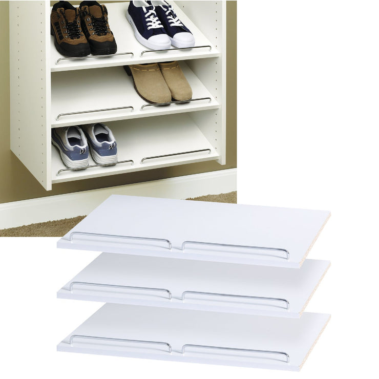 Easy Track 2 Ft. W. x 14 In. D. Laminated Shoe Shelf, White (3-Pack)