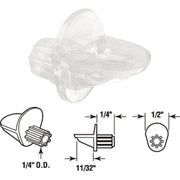 Prime-Line 1/4 In. Dia. x 11/16 In. L. Clear Butyrate Shelf Support (8 Count)