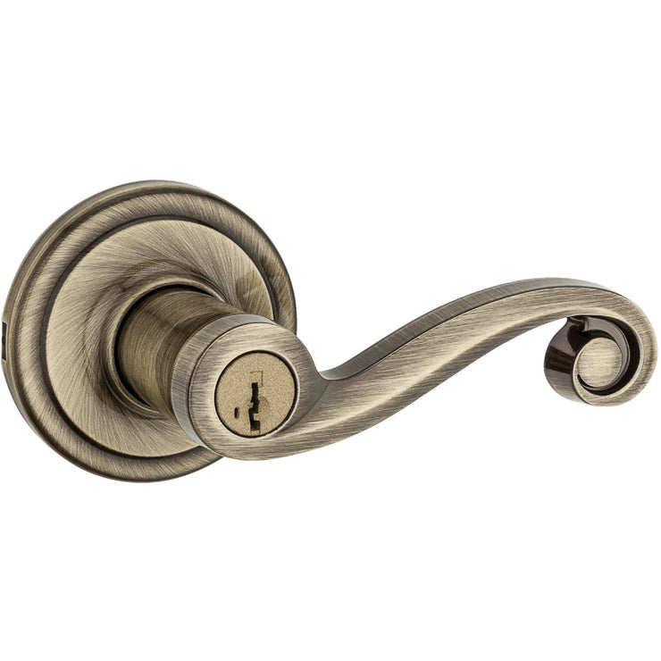 Kwikset Signature Series Antique Brass Lido Entry Door Lever with