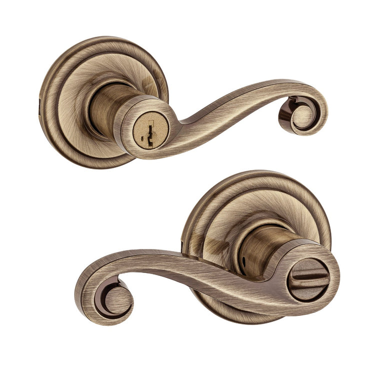 Kwikset Signature Series Antique Brass Lido Entry Door Lever with