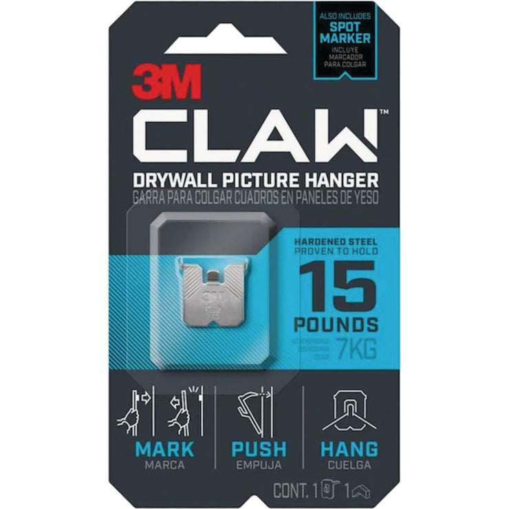 3M Claw 15 Lb. Drywall Picture Hanger with Temporary Spot Marker (1 Hanger, 1 Marker)