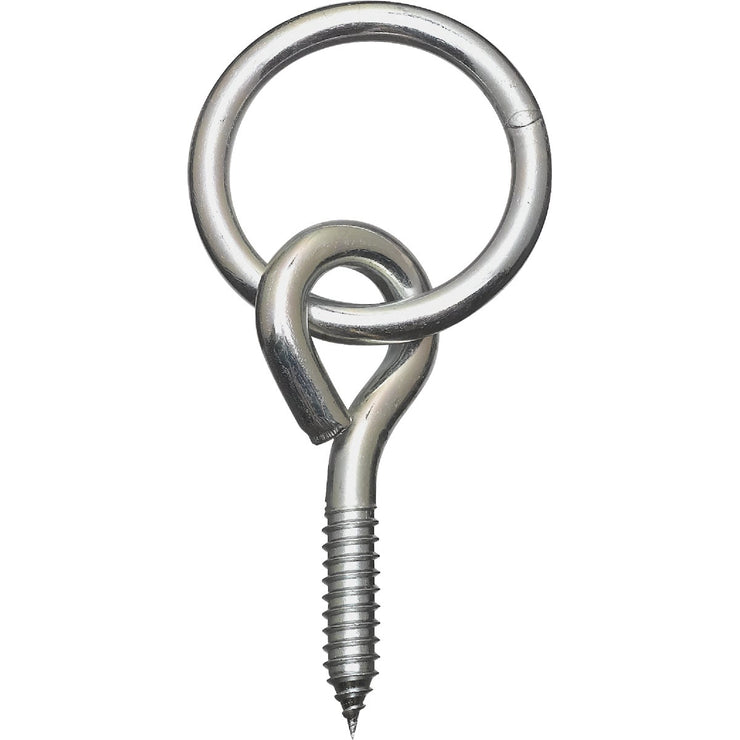 National 2 In. Dia. x 3/8 Thick Zinc-Plated Steel Hitch Ring with Screw Eye