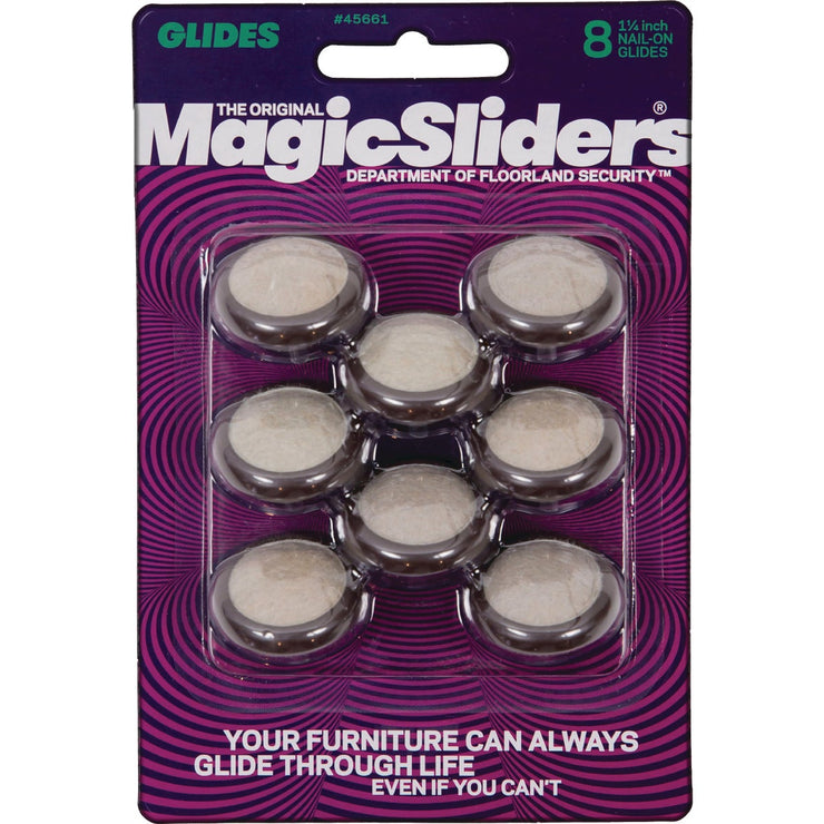 Magic Sliders 1-1/4 In. Round Nail-On Chair Carpet Furniture Glide (8-Pack)
