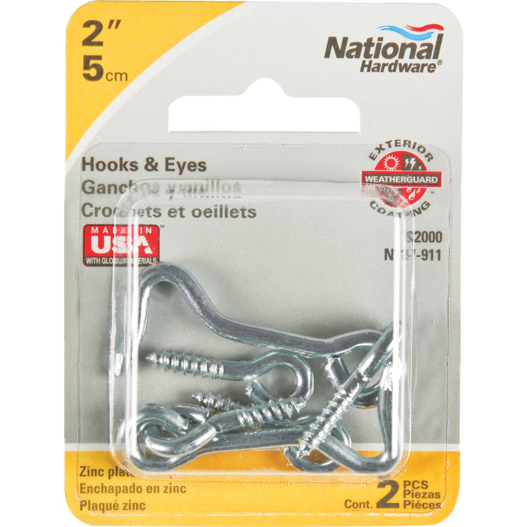 National 2 In. Steel Hook & Eye Bolt (2 Ct.)