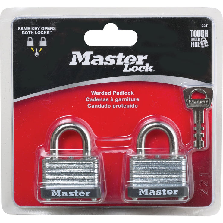 Master Lock 1-1/2 In. W. Warded Keyed Alike Padlock (2-Pack)