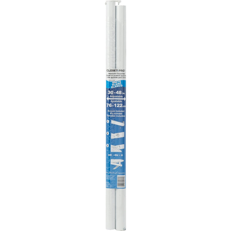 John Sterling Closet-Pro 30 In. to 48 In. x 1-1/4 In. Extra Heavy-Duty Adjustable Closet Rod, White