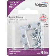 National Catalog 117 1-1/2 In. x 3/8 In. Zinc Flat Corner Iron (4-Count)